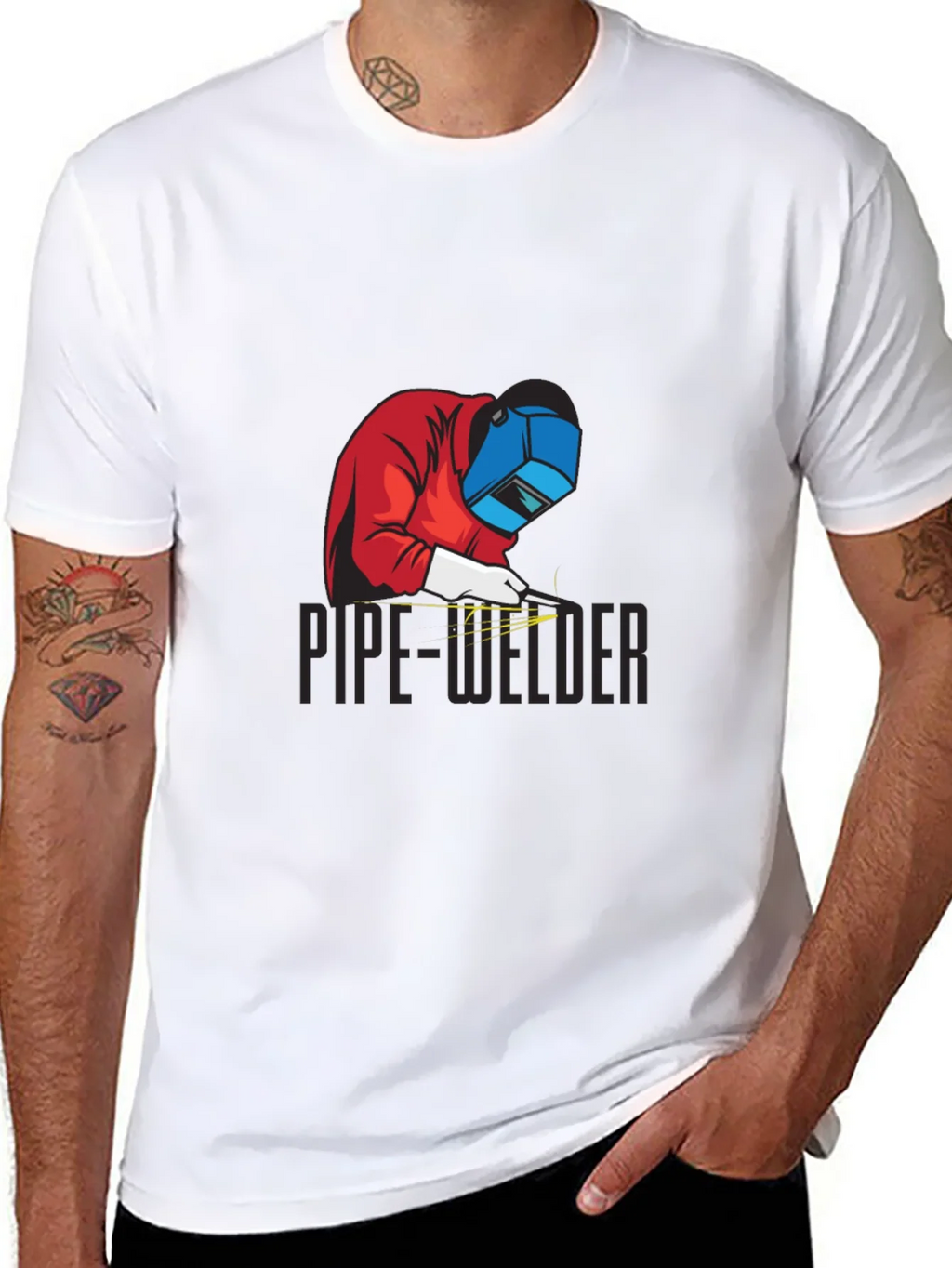 Pipe Welder Graphic Tee - Black Cotton T-Shirt product image 10