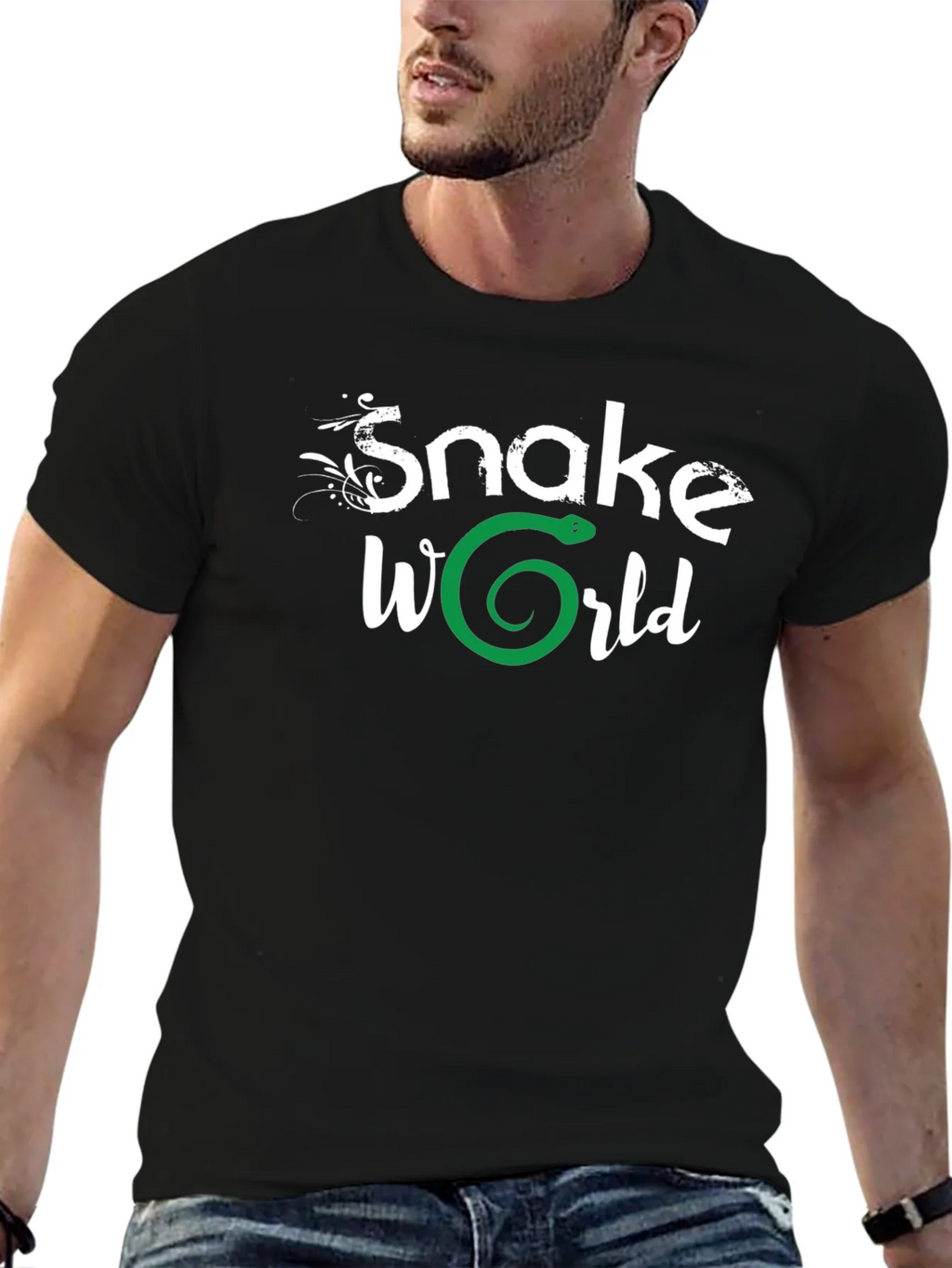 Snake World Graphic T-Shirt - Black product image 6