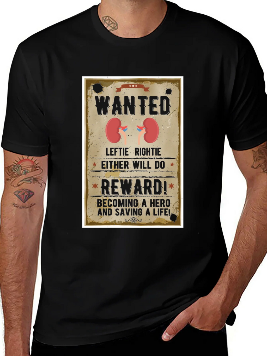 Wanted Kidney Donation T-Shirt - Be a Hero!