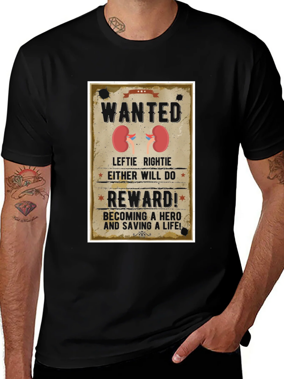 Wanted Kidney Donation T-Shirt - Be a Hero!