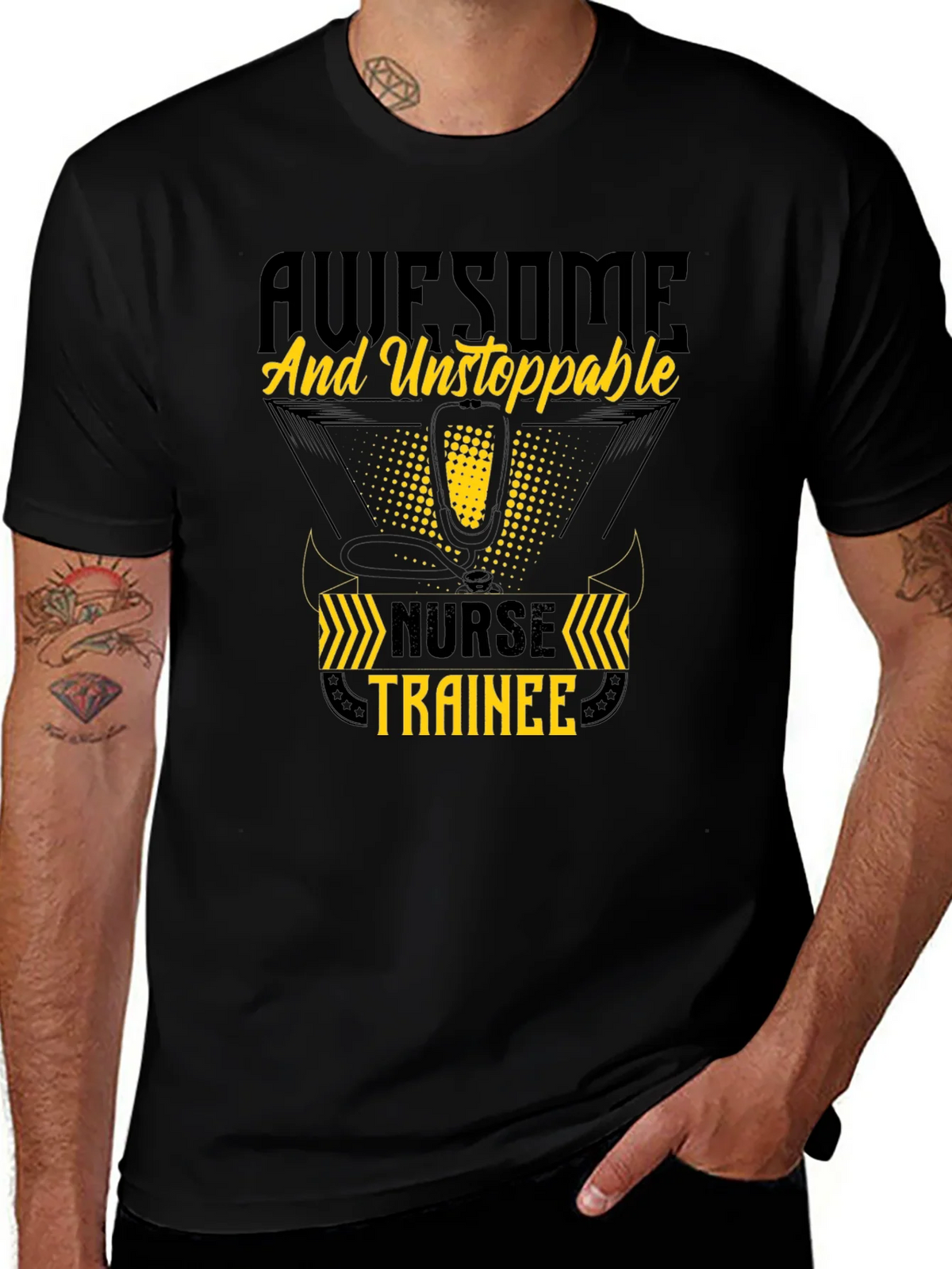 Awesome Nurse Trainee T-Shirt - Black Cotton product image 1
