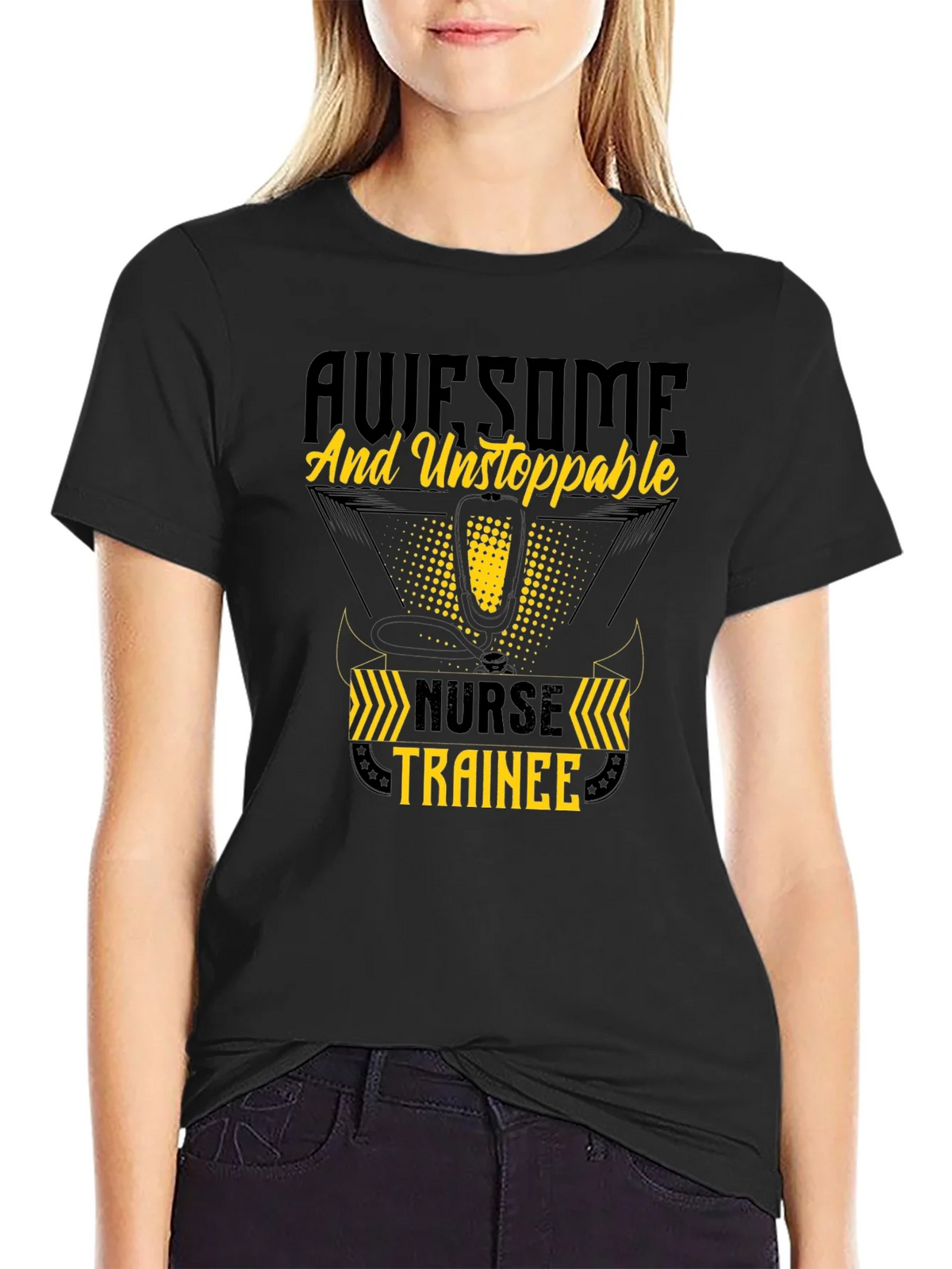 Awesome Nurse Trainee T-Shirt - Black Cotton product image 2