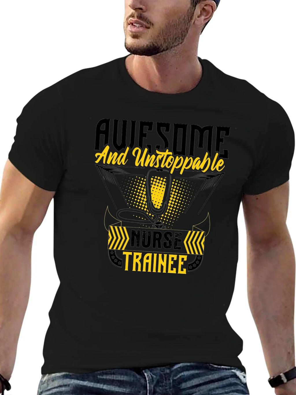 Awesome Nurse Trainee T-Shirt - Black Cotton product image 6