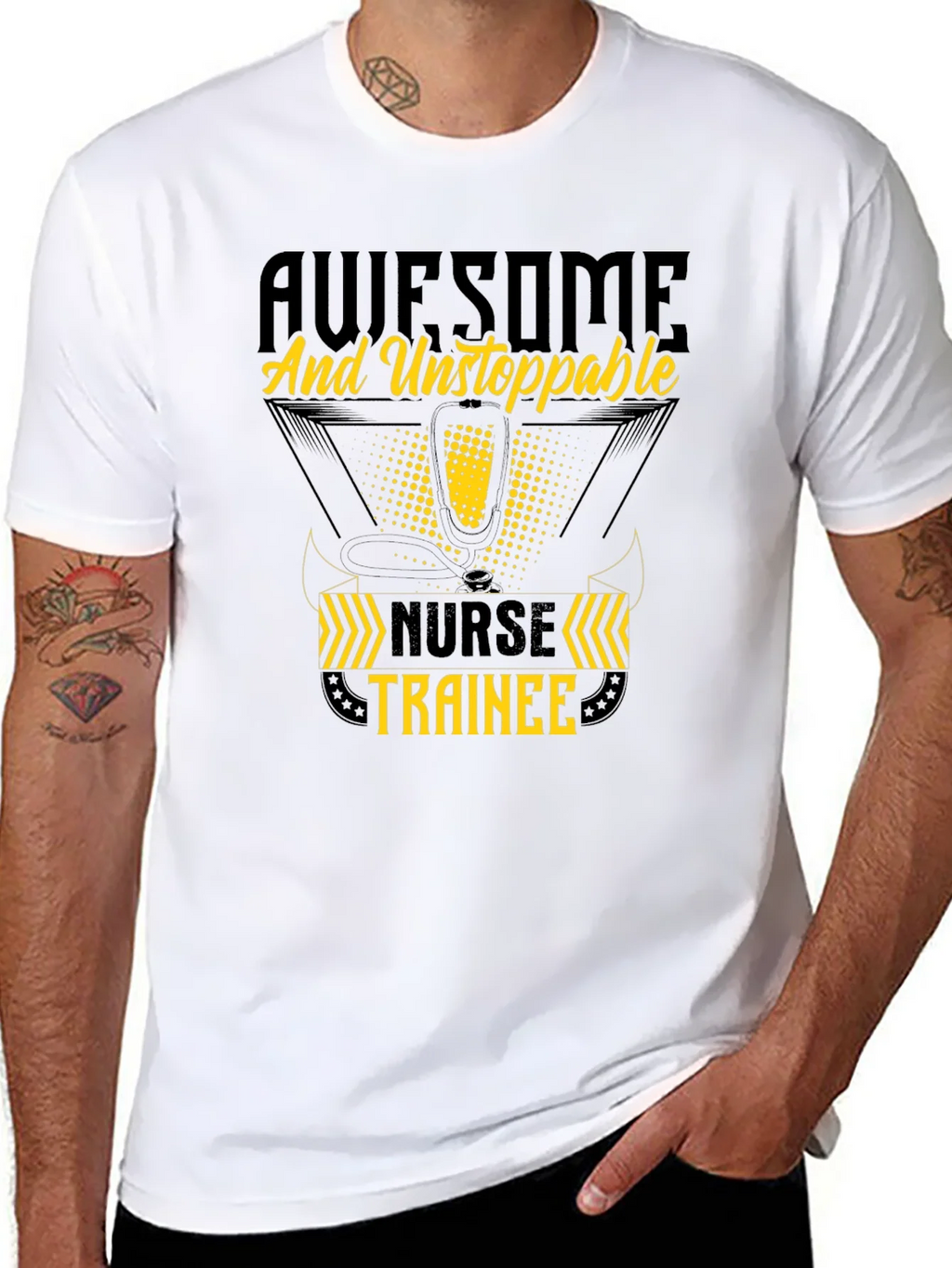 Awesome Nurse Trainee T-Shirt - Black Cotton product image 7