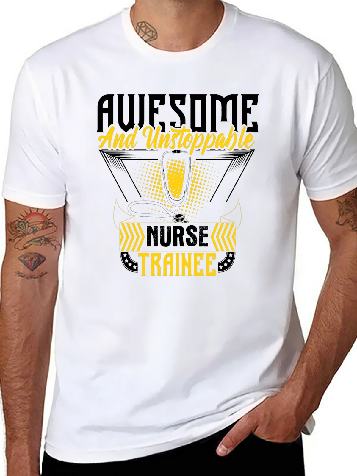 Awesome Nurse Trainee T-Shirt - Black Cotton product image 7