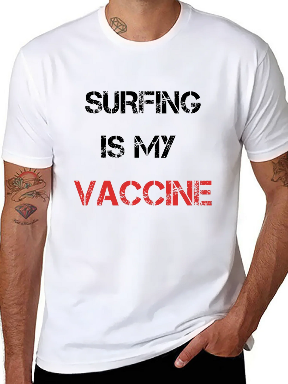 Surfing is My Vaccine T-Shirt - Black Cotton Tee product image 7