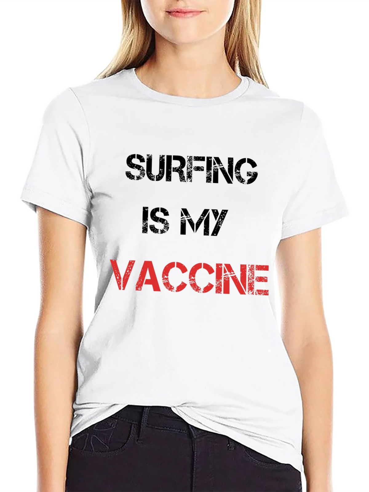 Surfing is My Vaccine T-Shirt - Black Cotton Tee product image 8