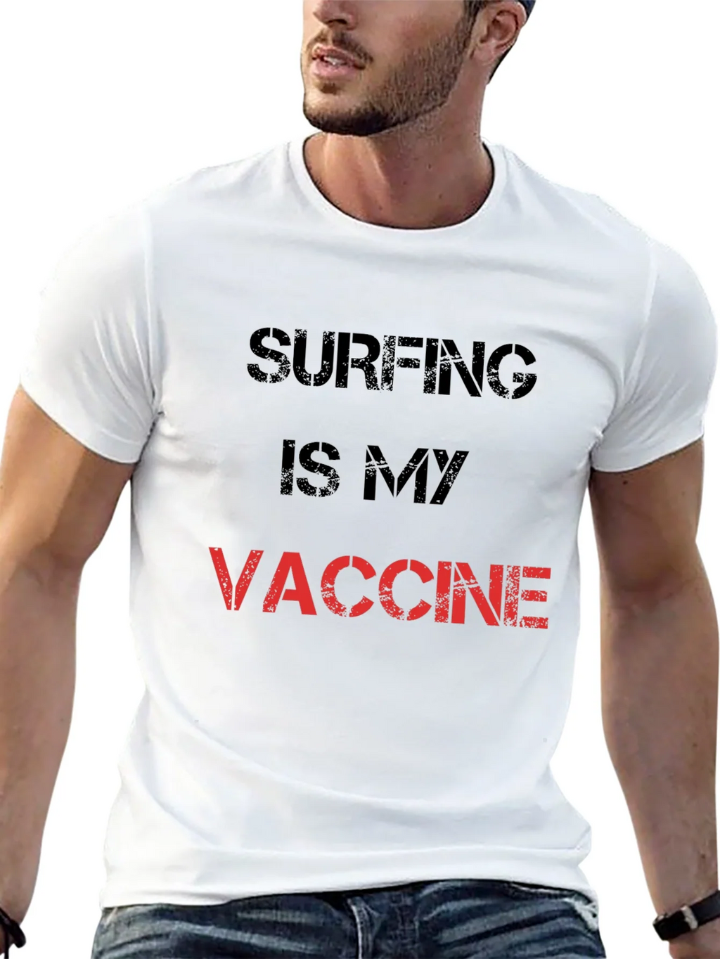 Surfing is My Vaccine T-Shirt - Black Cotton Tee product image 12