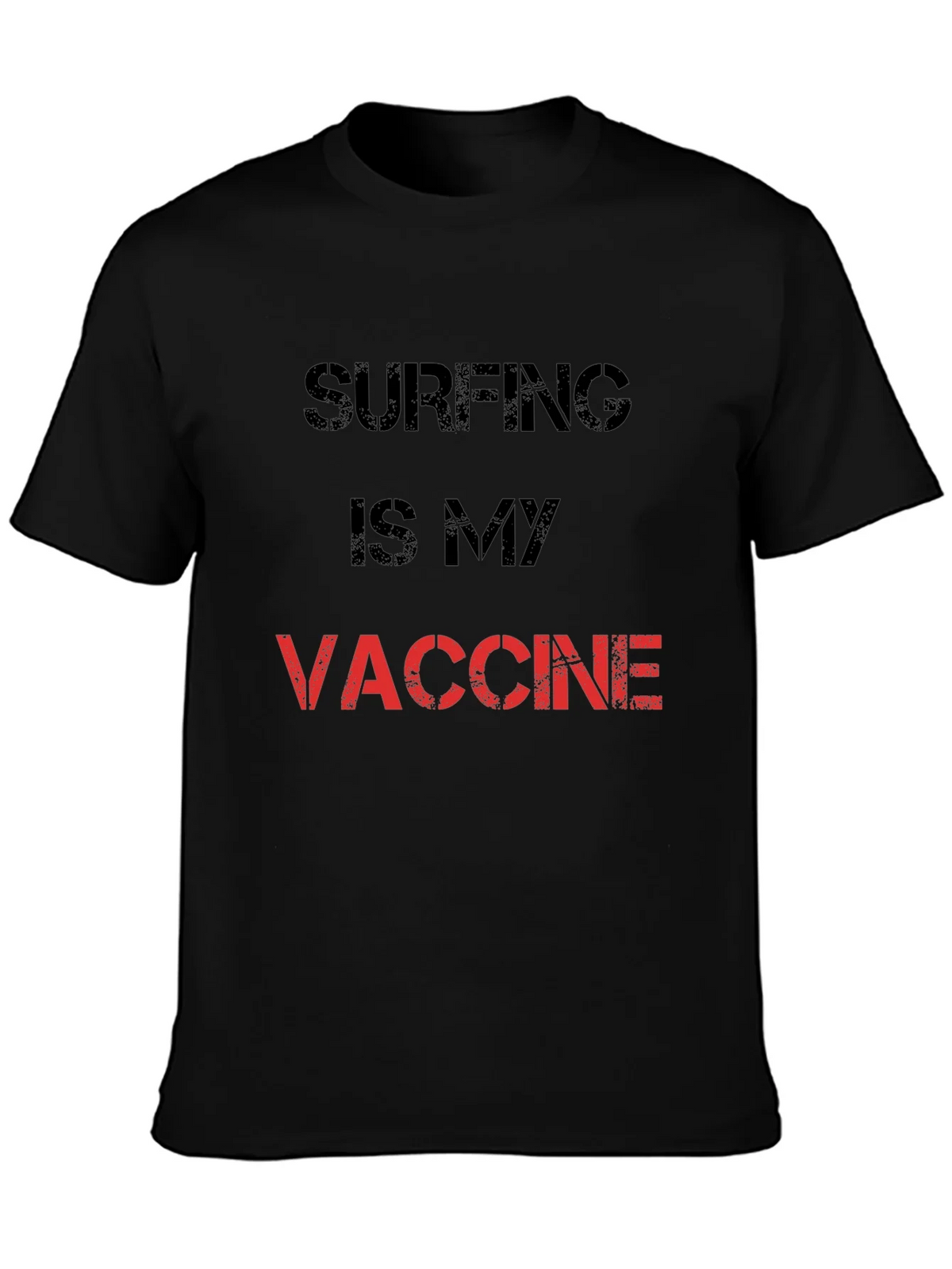 Surfing is My Vaccine T-Shirt - Black Cotton Tee product image 3