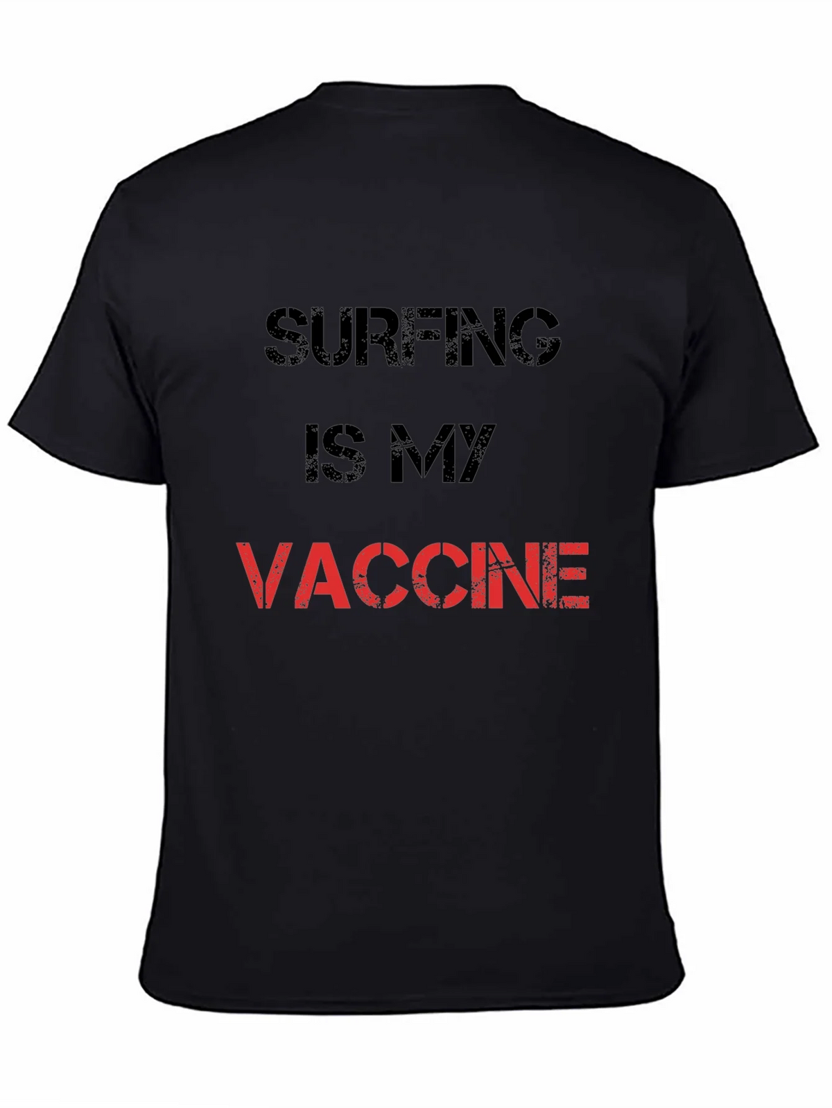 Surfing is My Vaccine T-Shirt - Black Cotton Tee product image 4