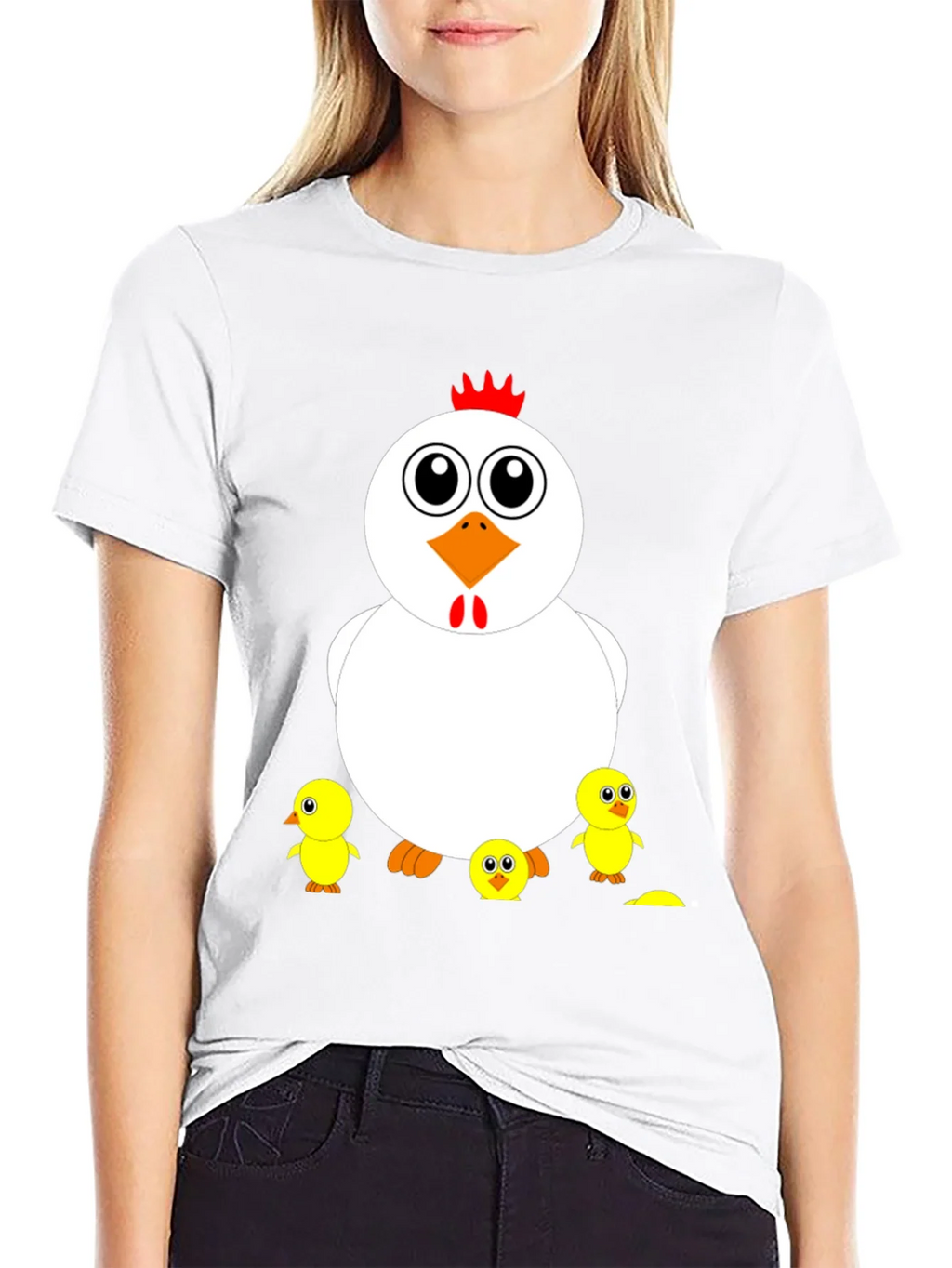 Funny Chicken & Chicks Graphic T-Shirt - Casual Black Tee product image 8