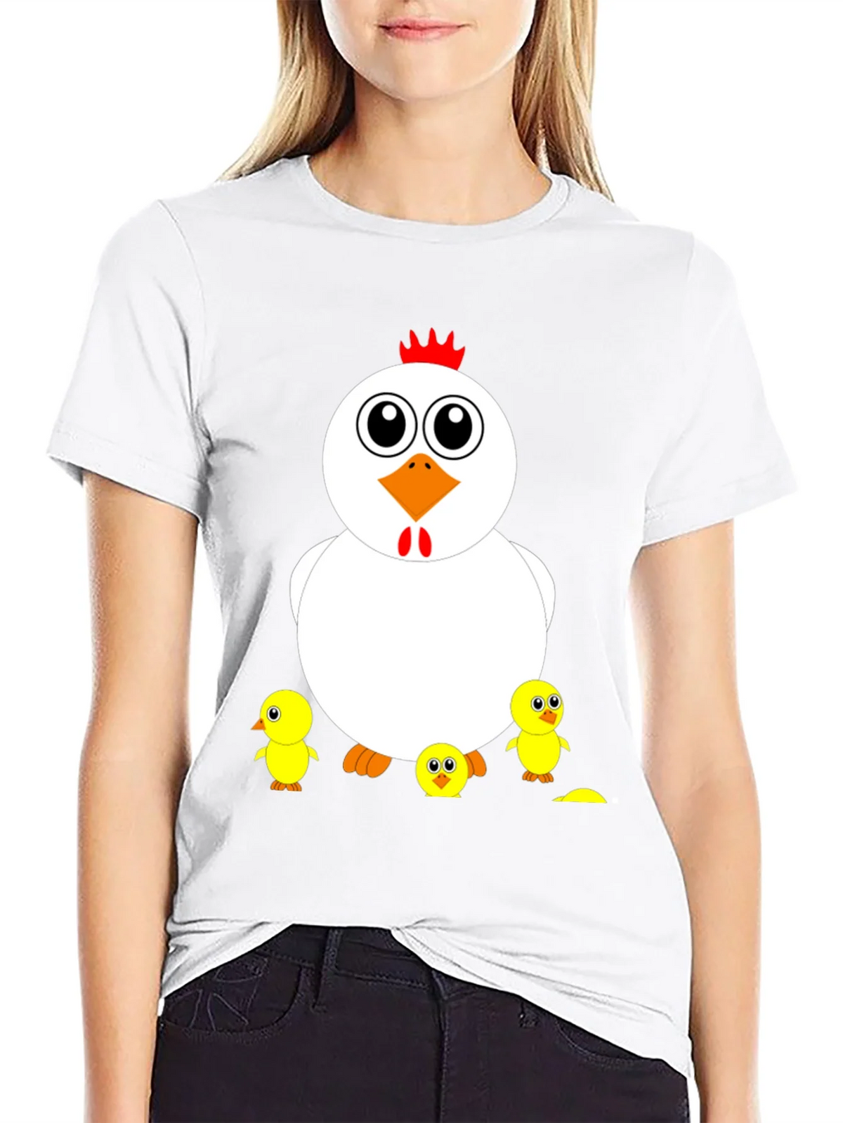 Funny Chicken & Chicks Graphic T-Shirt - Casual Black Tee product image 8