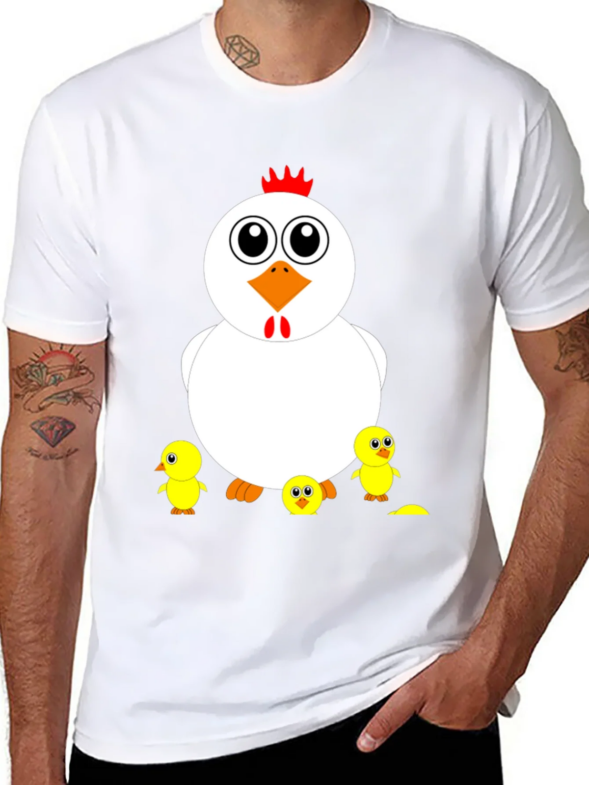 Funny Chicken & Chicks Graphic T-Shirt - Casual Black Tee product image 7