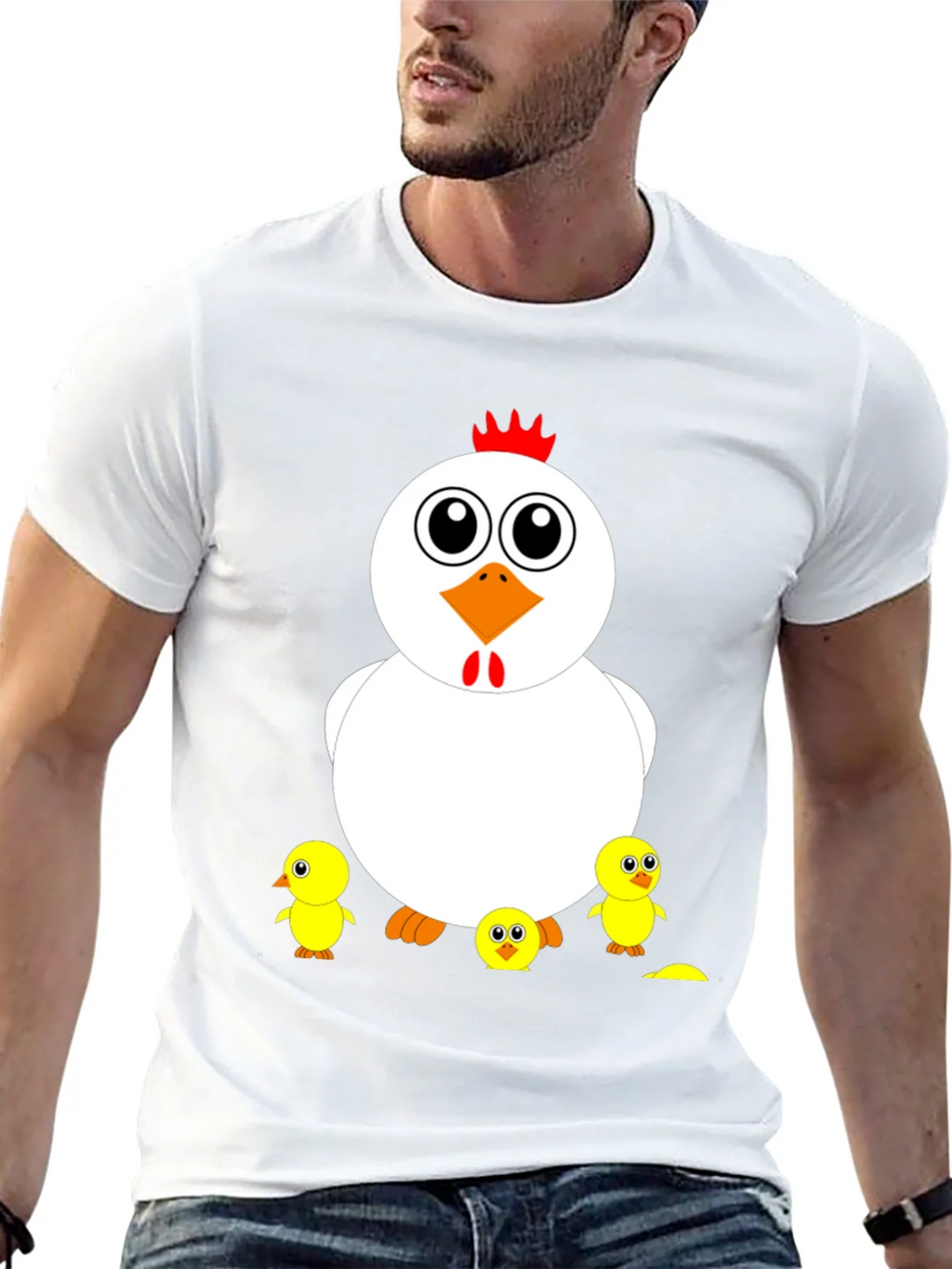 Funny Chicken & Chicks Graphic T-Shirt - Casual Black Tee product image 12