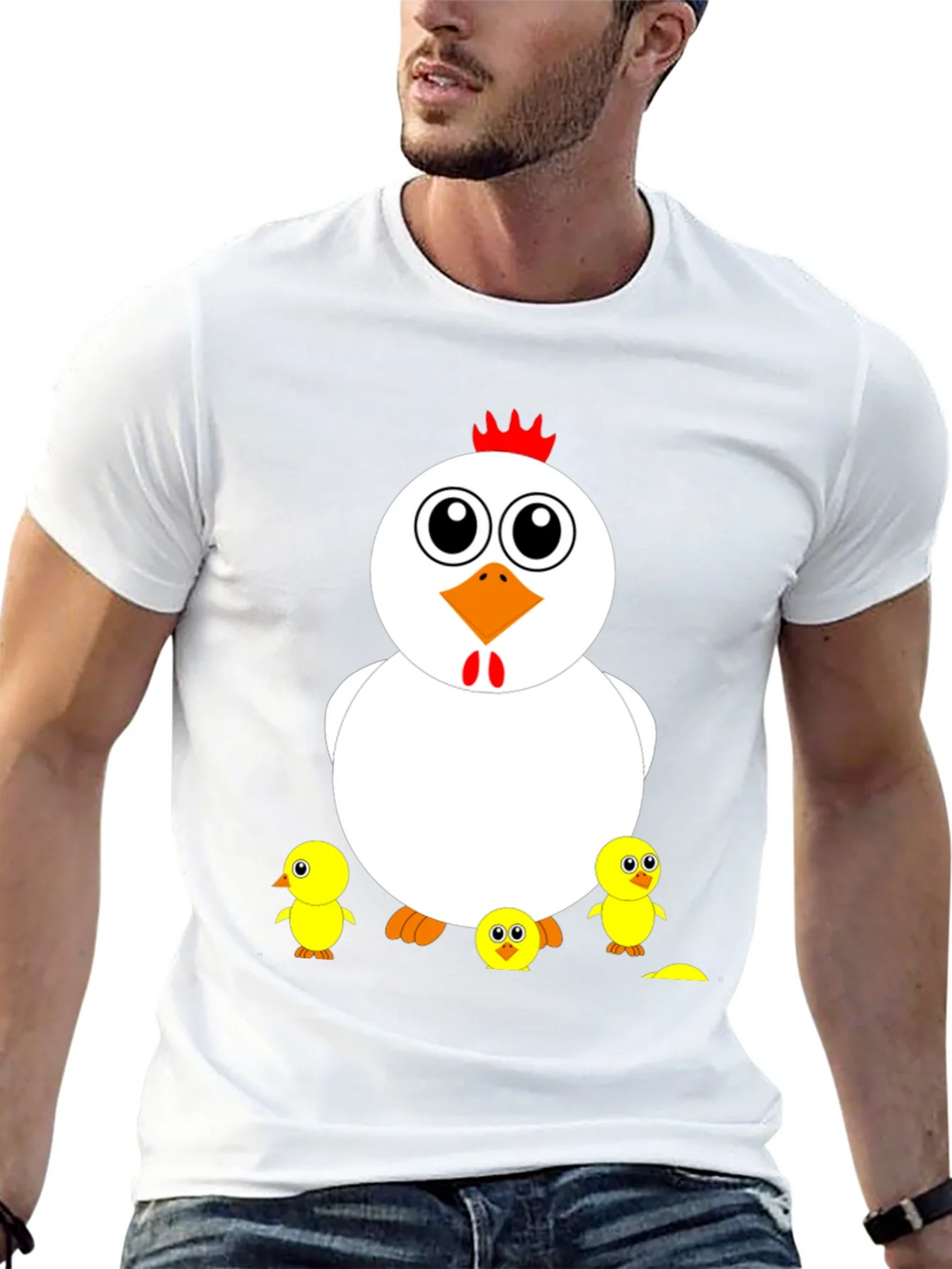 Funny Chicken & Chicks Graphic T-Shirt - Casual Black Tee product image 12