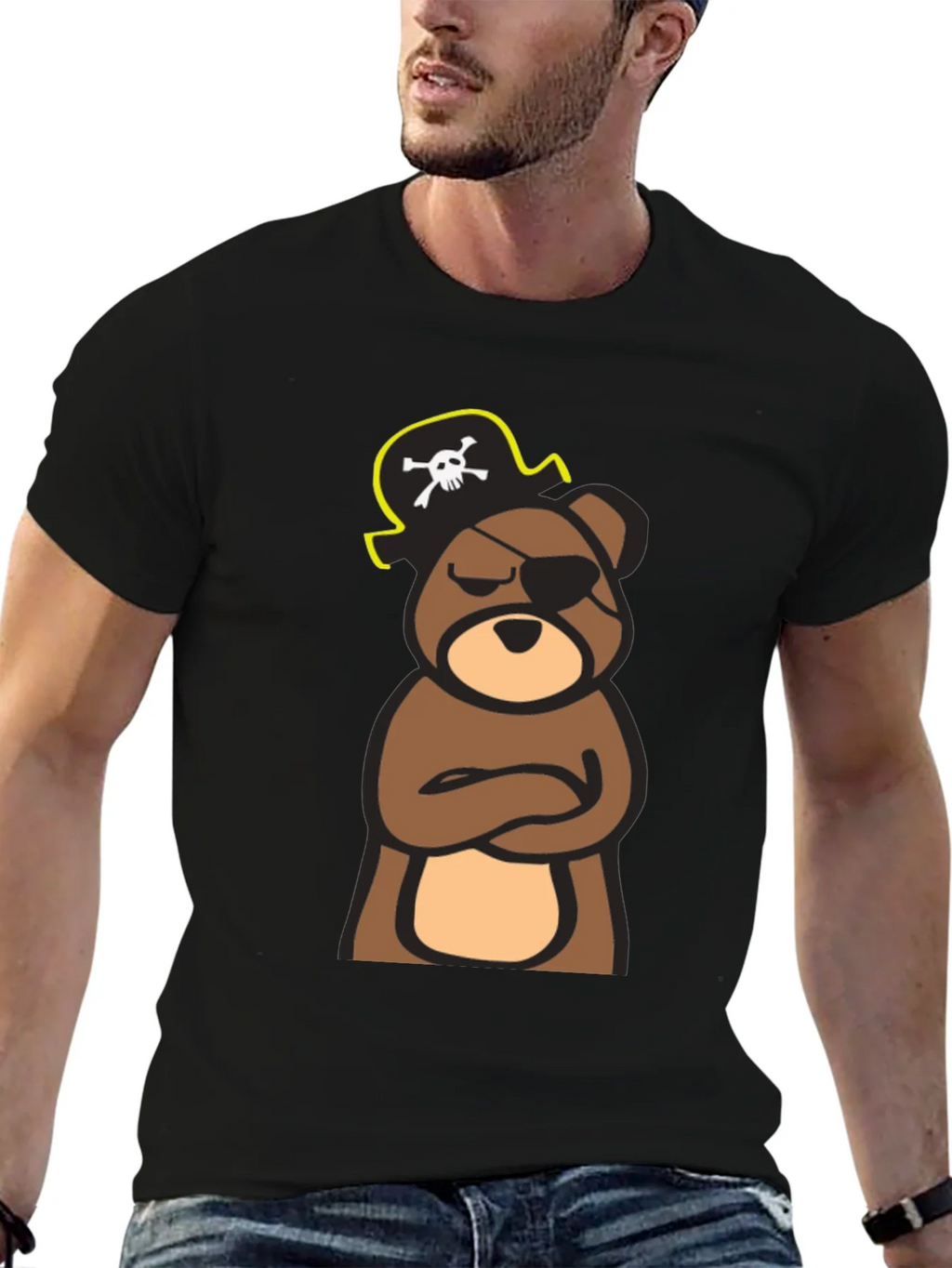 Pirate Bear Graphic Tee - Black Cotton T-Shirt product image 9