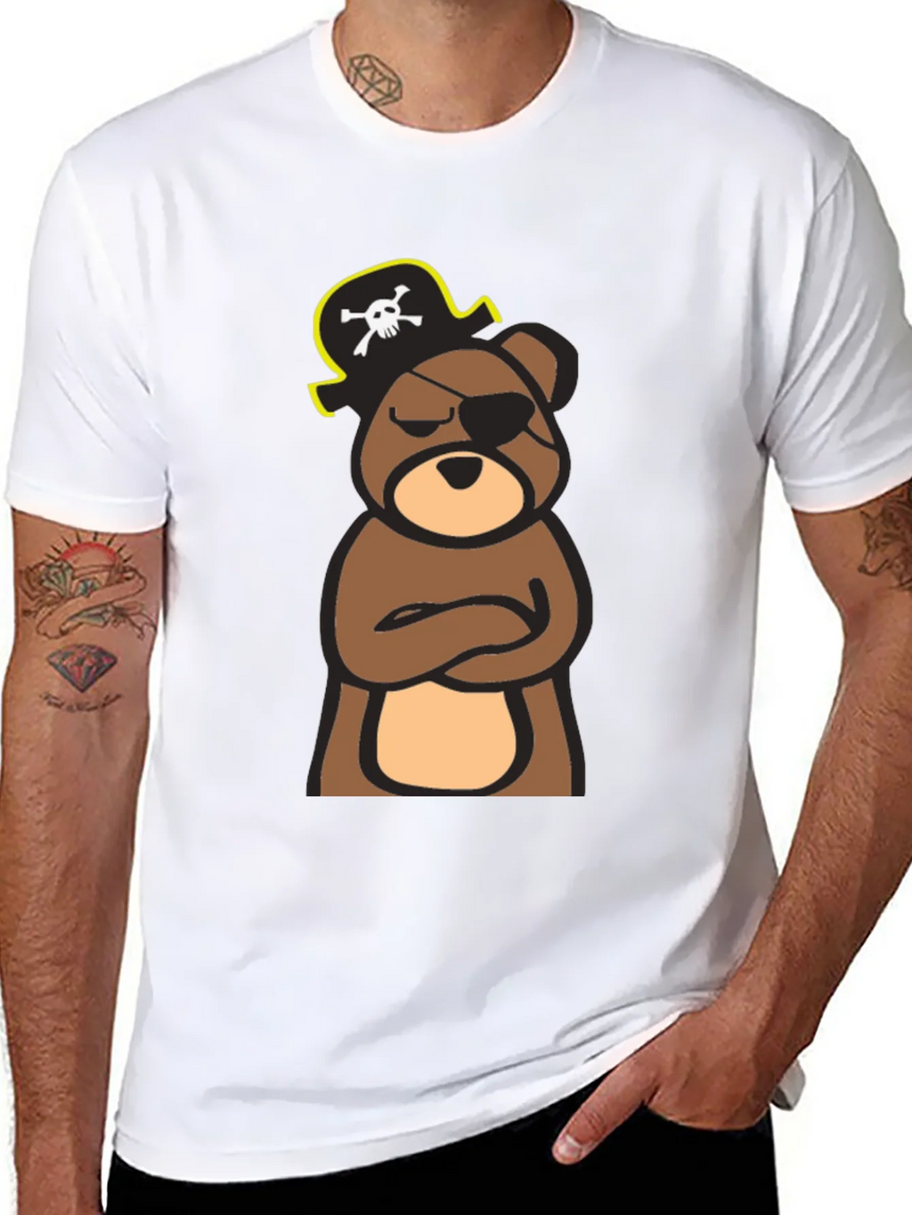 Pirate Bear Graphic Tee - Black Cotton T-Shirt product image 10