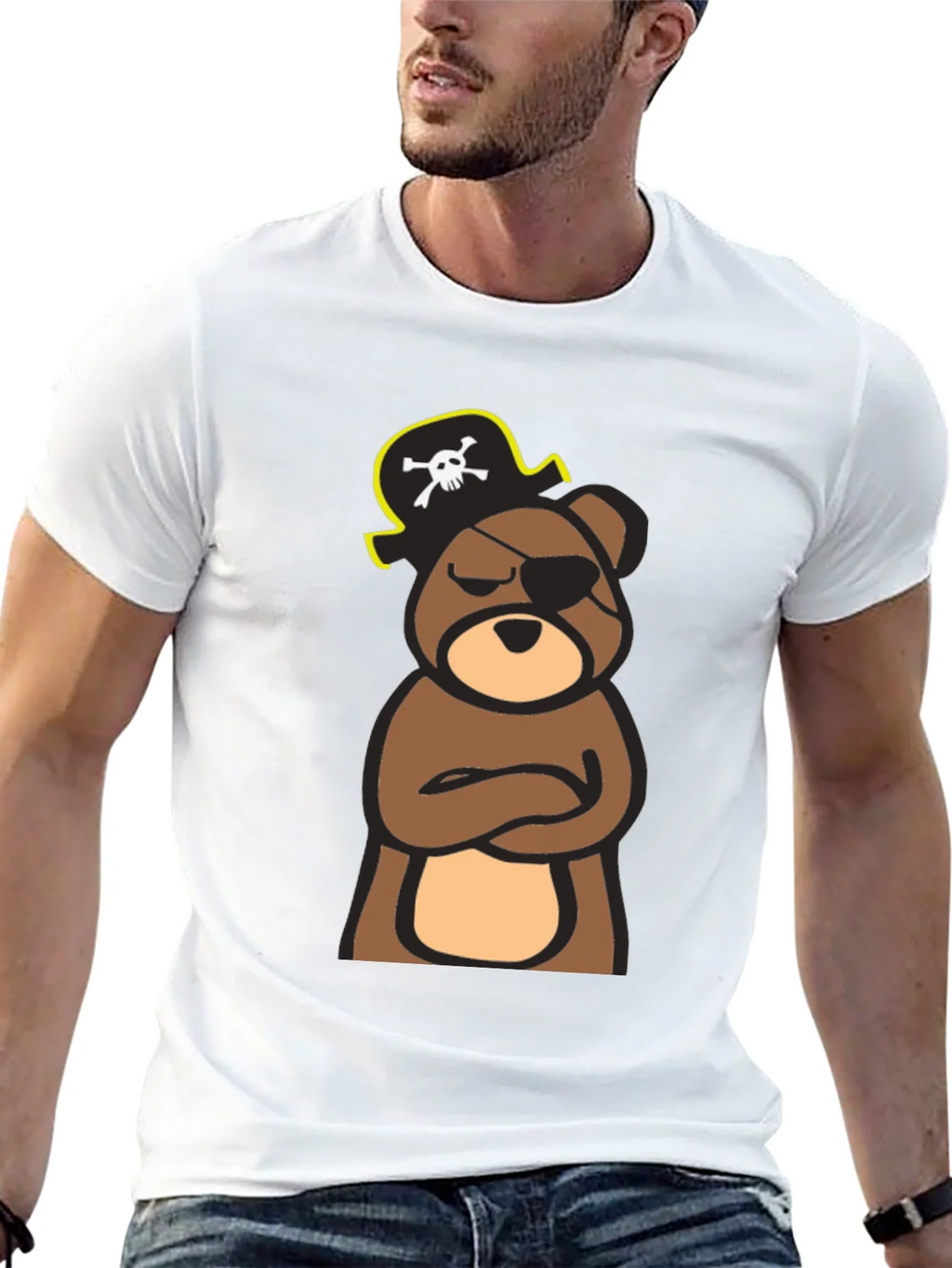 Pirate Bear Graphic Tee - Black Cotton T-Shirt product image 4
