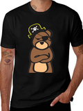 Pirate Bear Graphic Tee - Black Cotton T-Shirt product image 1