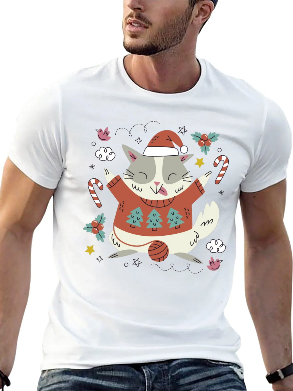 Festive Cat Christmas T-Shirt product image 12