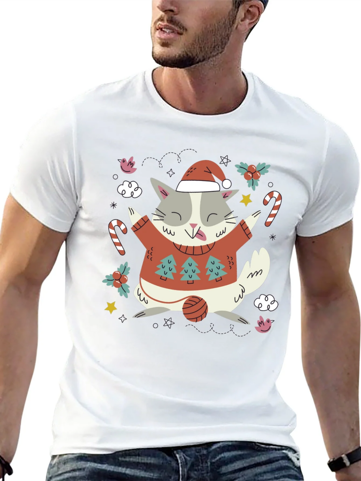 Festive Cat Christmas T-Shirt product image 12