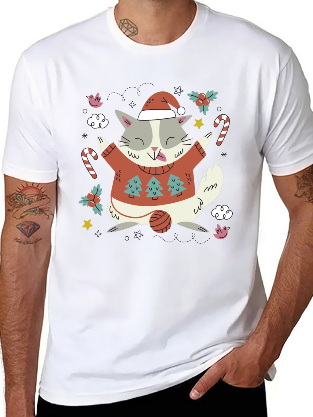 Festive Cat Christmas T-Shirt product image 7