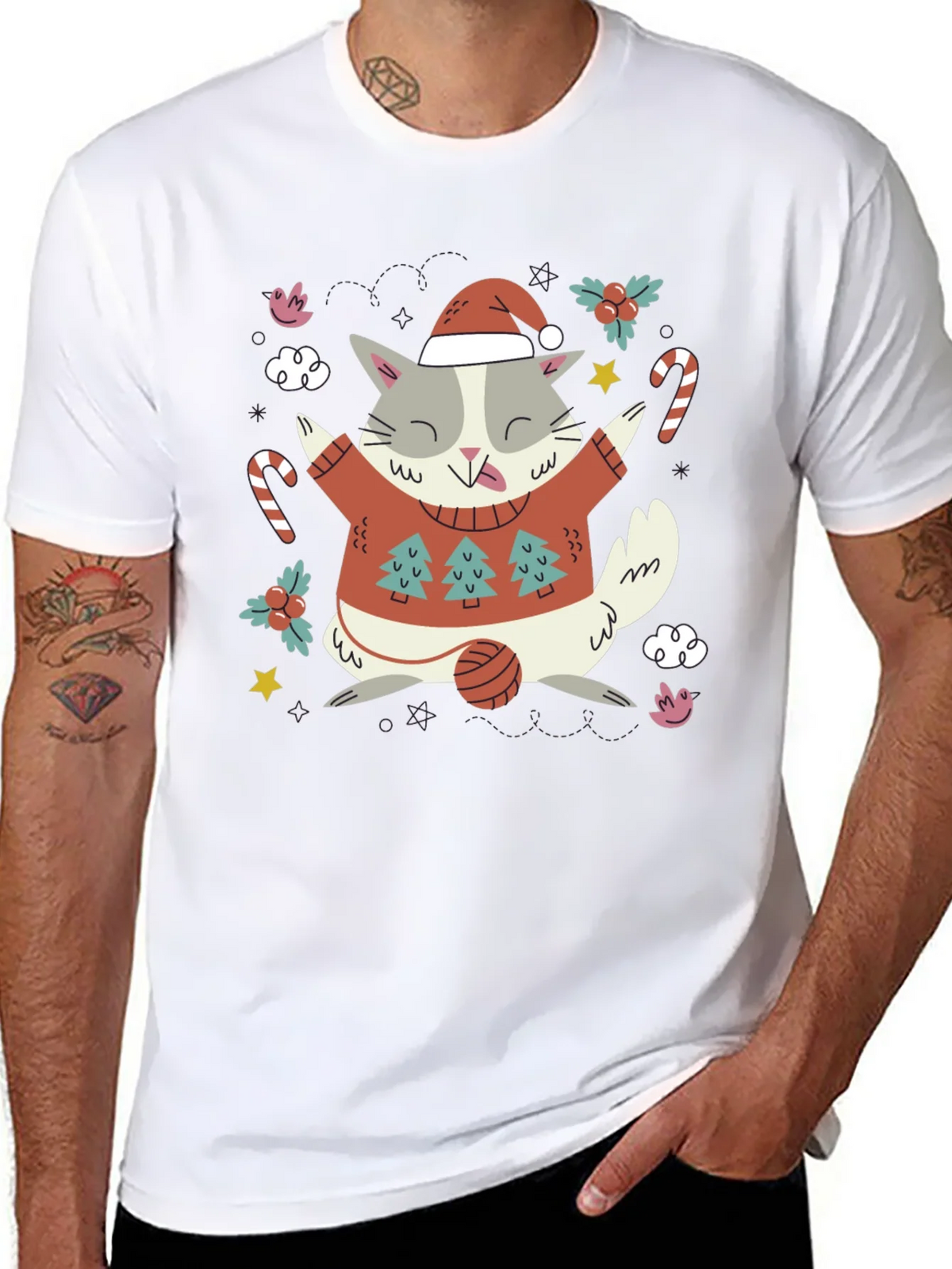 Festive Cat Christmas T-Shirt product image 7