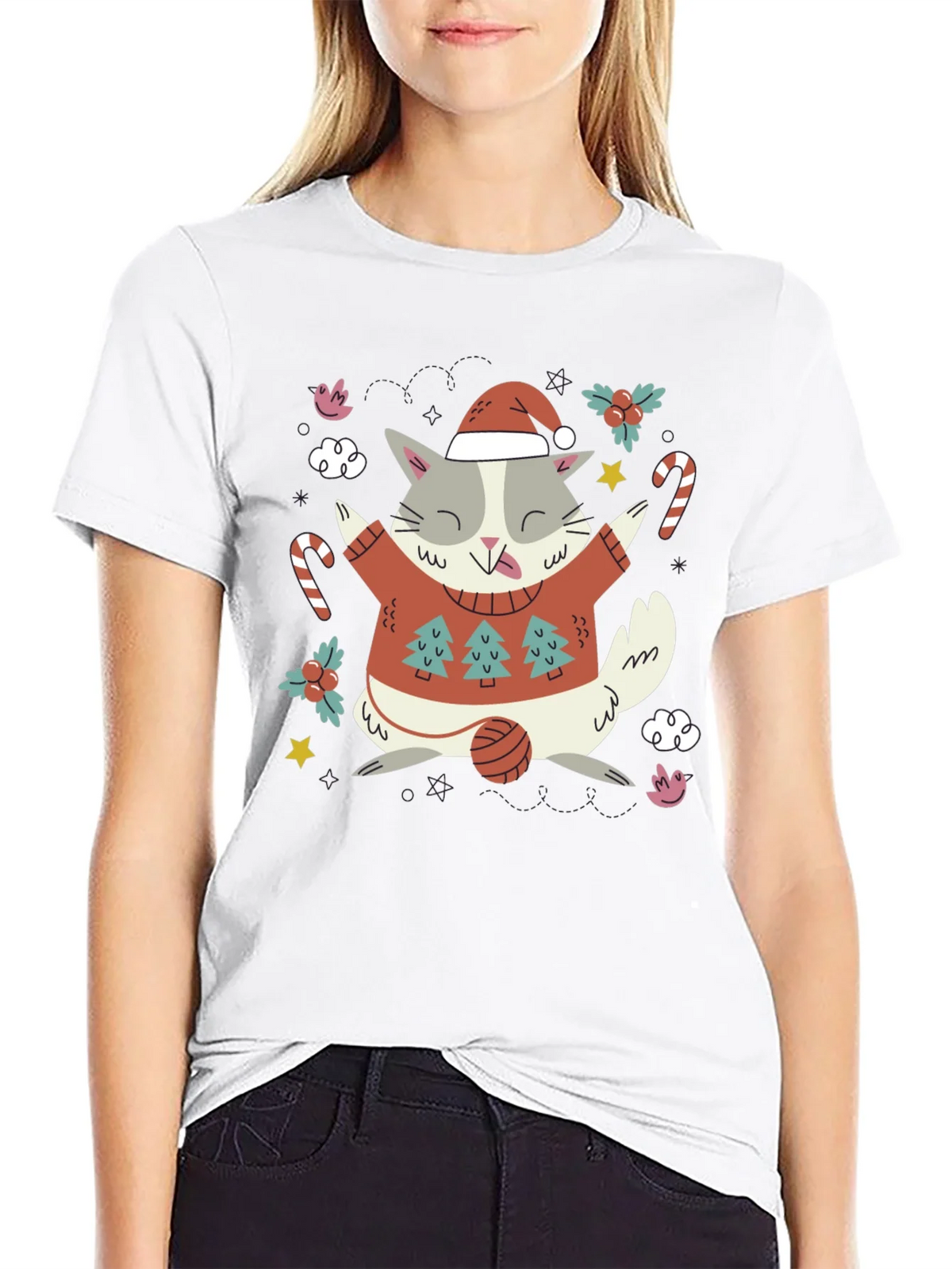 Festive Cat Christmas T-Shirt product image 8