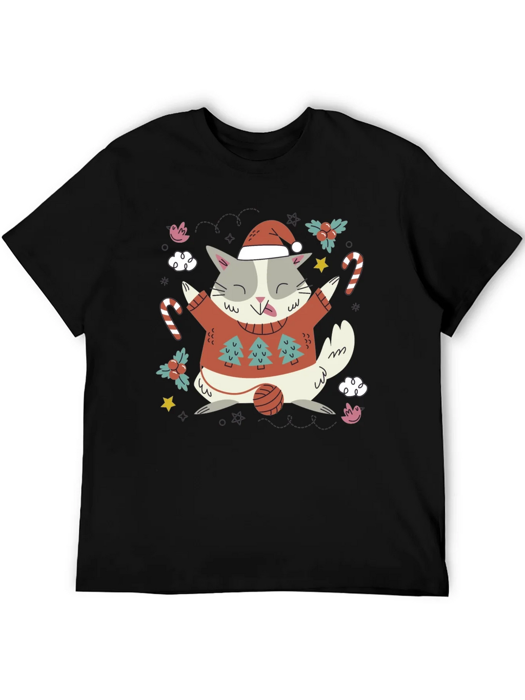 Festive Cat Christmas T-Shirt product image 5