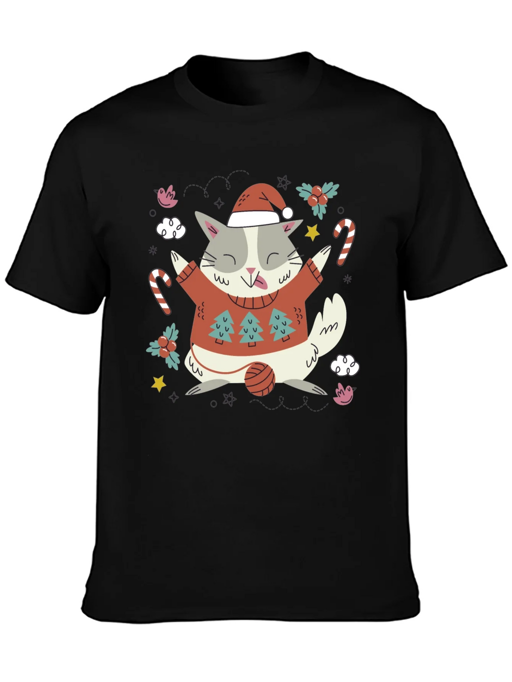Festive Cat Christmas T-Shirt product image 3