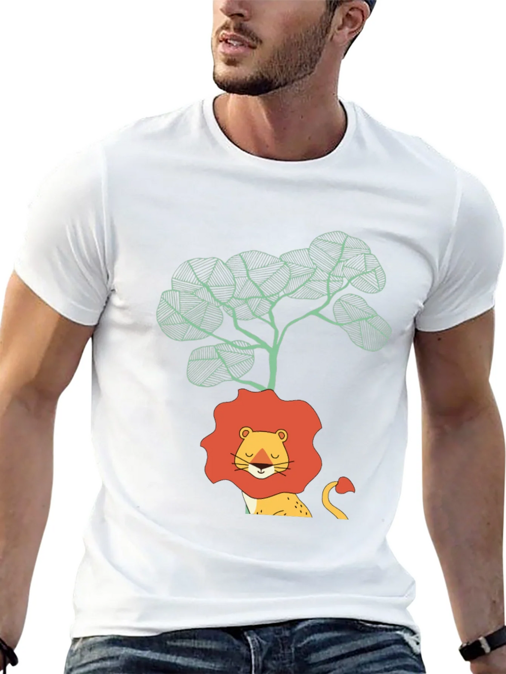 Lion & Tree Graphic Print Black T-Shirt product image 4