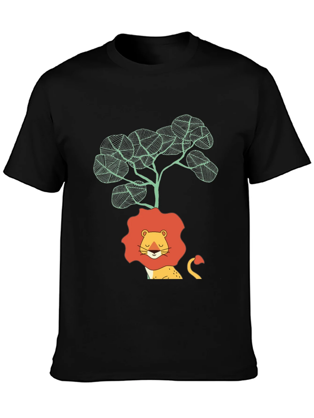 Lion & Tree Graphic Print Black T-Shirt product image 6