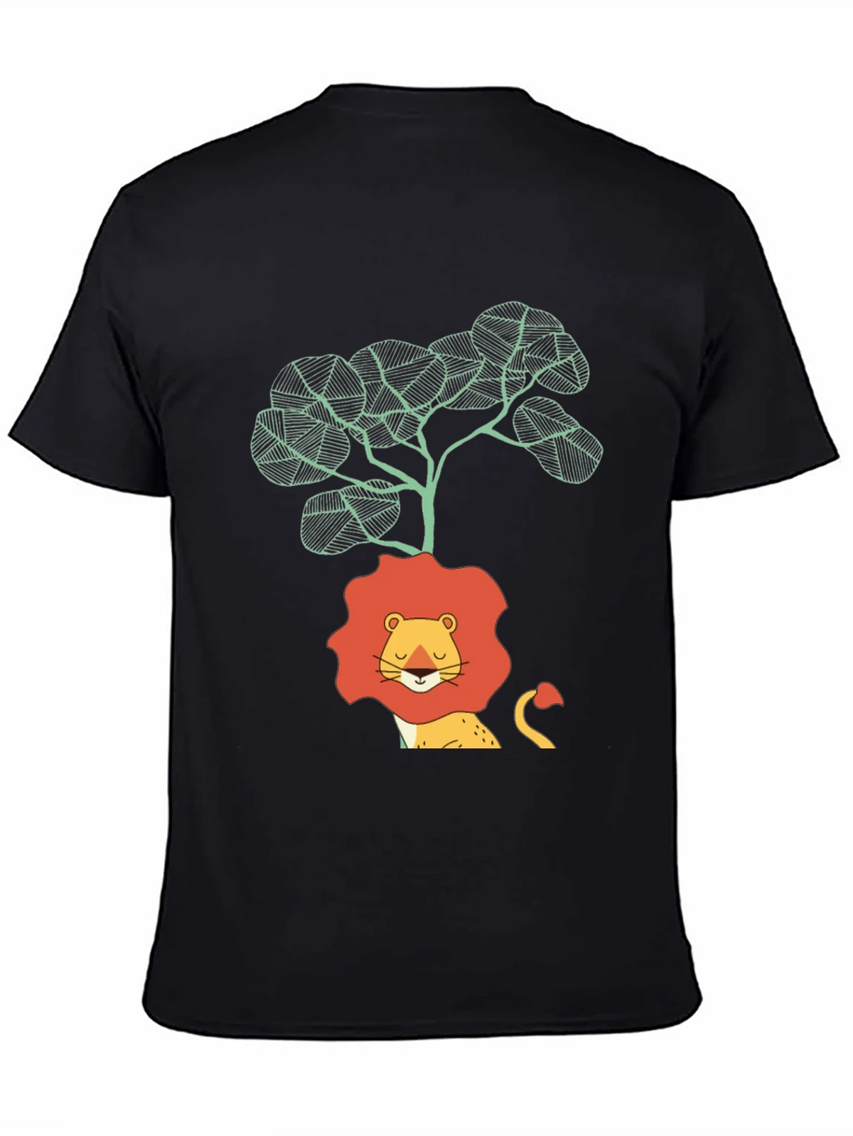 Lion & Tree Graphic Print Black T-Shirt product image 7