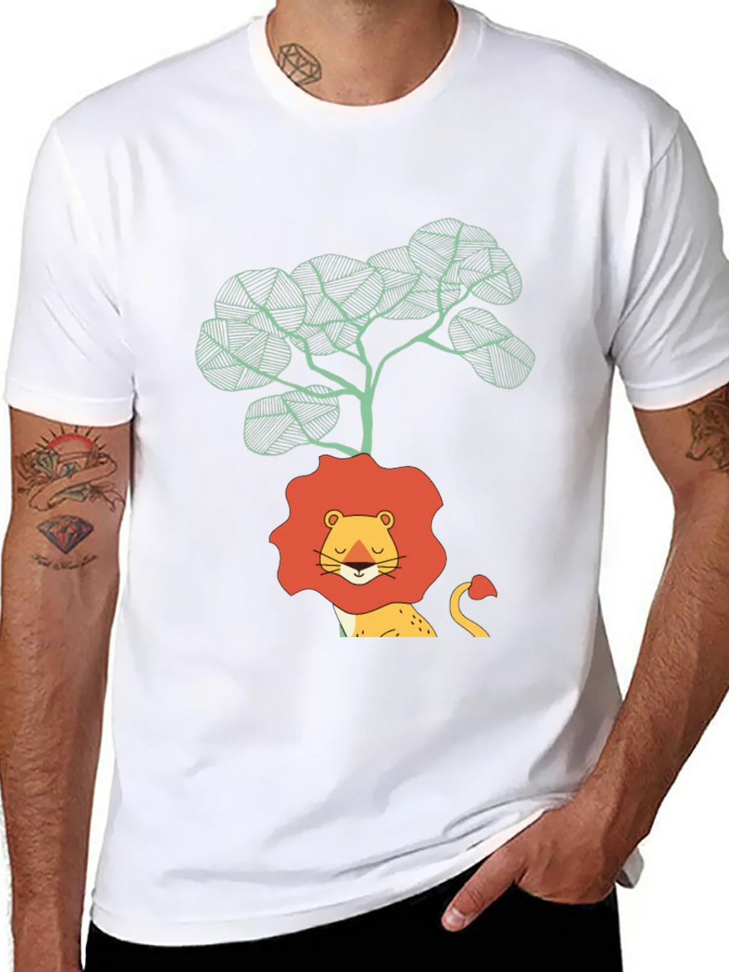 Lion & Tree Graphic Print Black T-Shirt product image 10