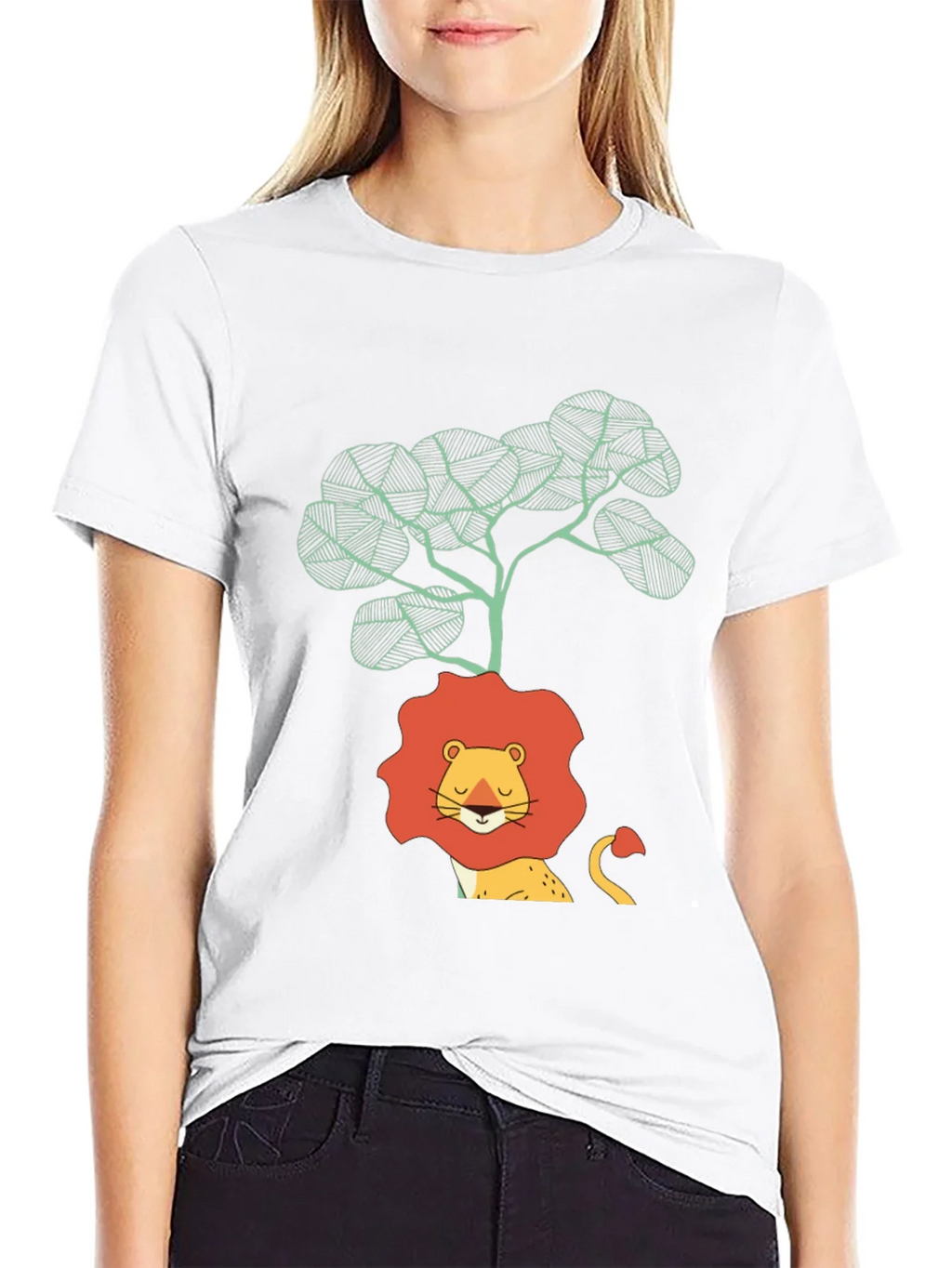 Lion & Tree Graphic Print Black T-Shirt product image 11