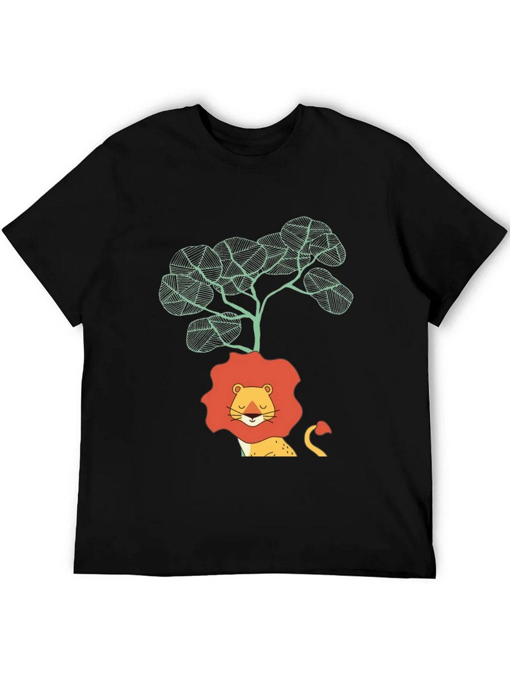 Lion & Tree Graphic Print Black T-Shirt product image 8