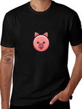 Cute Pig Face Black T-Shirt product image 1
