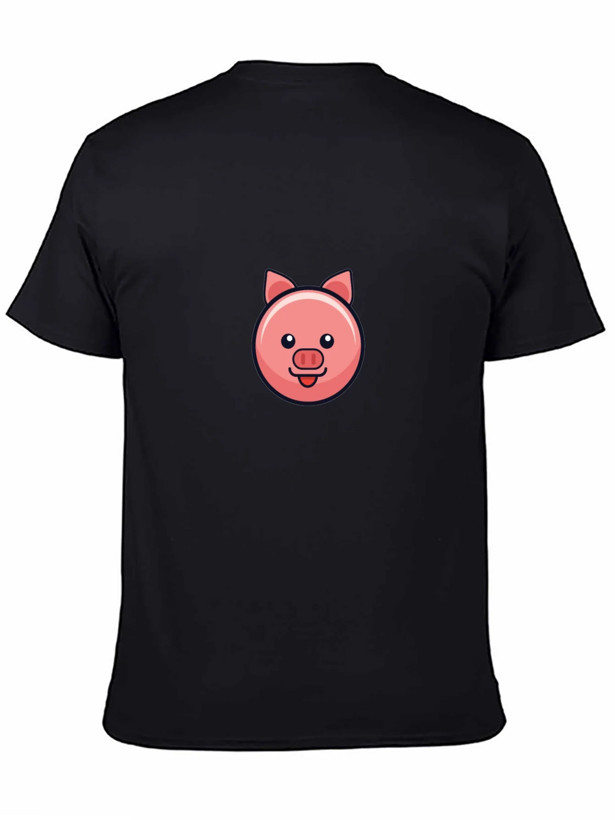 Cute Pig Face Black T-Shirt product image 4