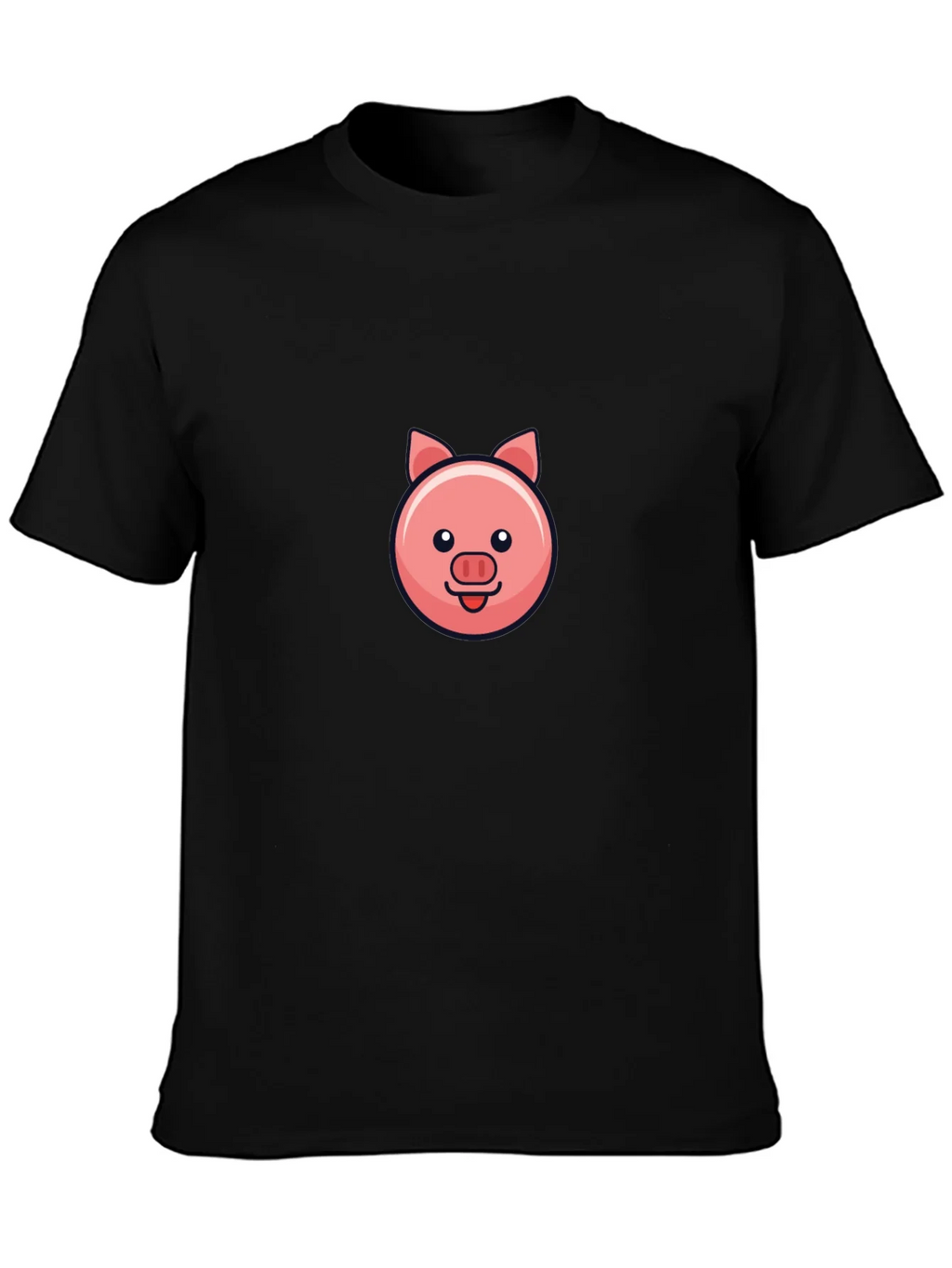 Cute Pig Face Black T-Shirt product image 3
