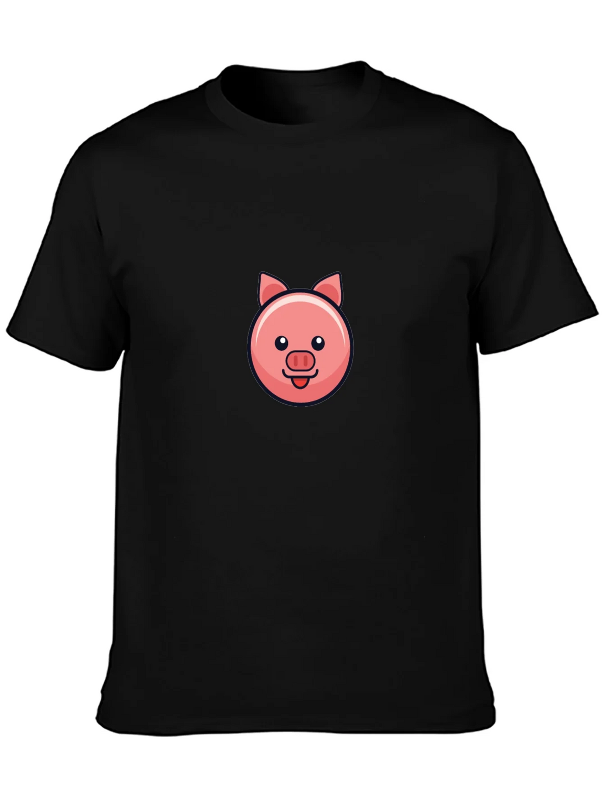 Cute Pig Face Black T-Shirt product image 3