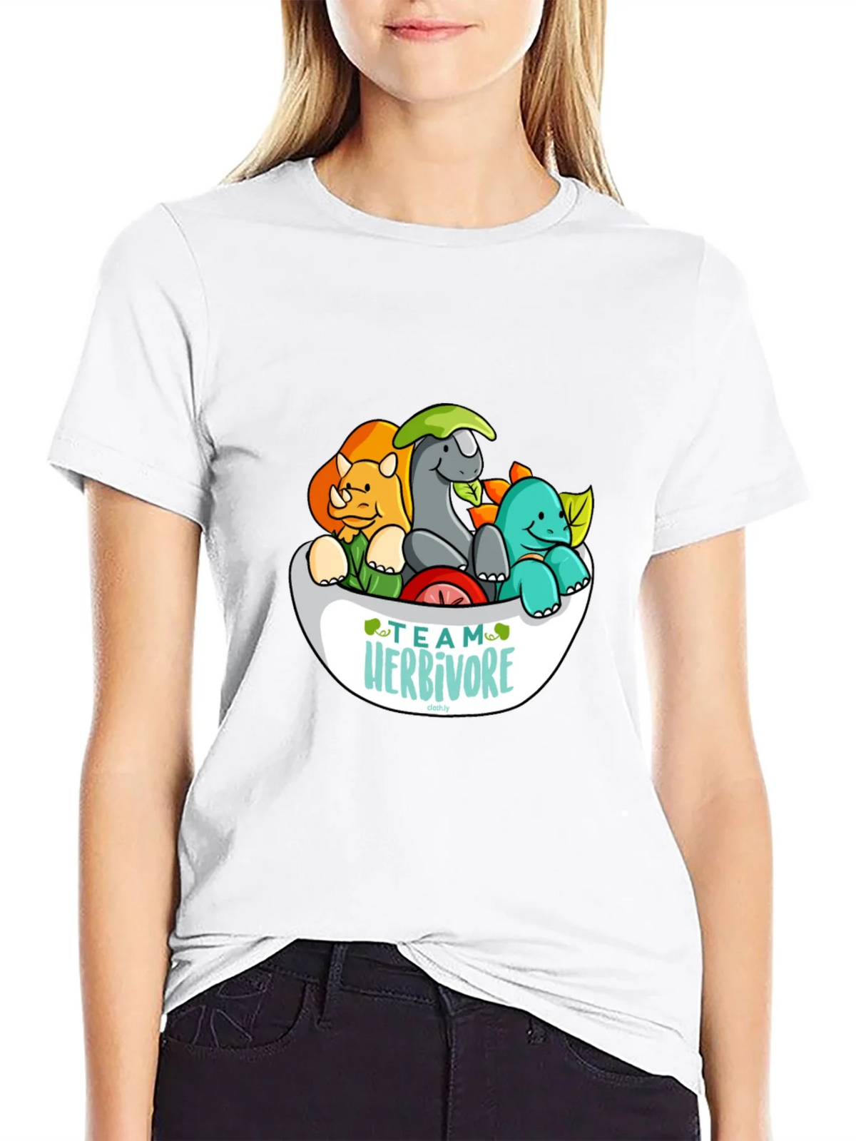 Team Herbivore Cartoon Dinosaur T-Shirt product image 8