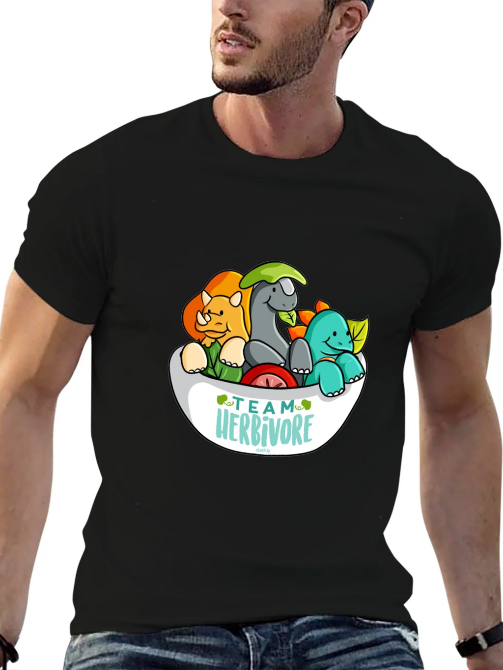 Team Herbivore Cartoon Dinosaur T-Shirt product image 6