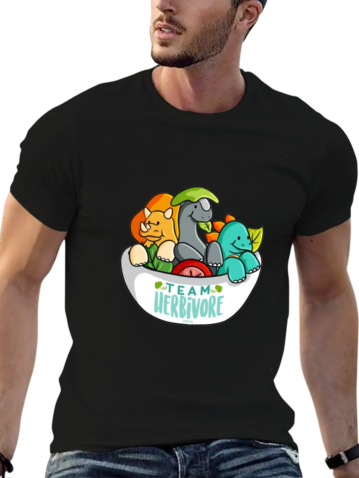 Team Herbivore Cartoon Dinosaur T-Shirt product image 6