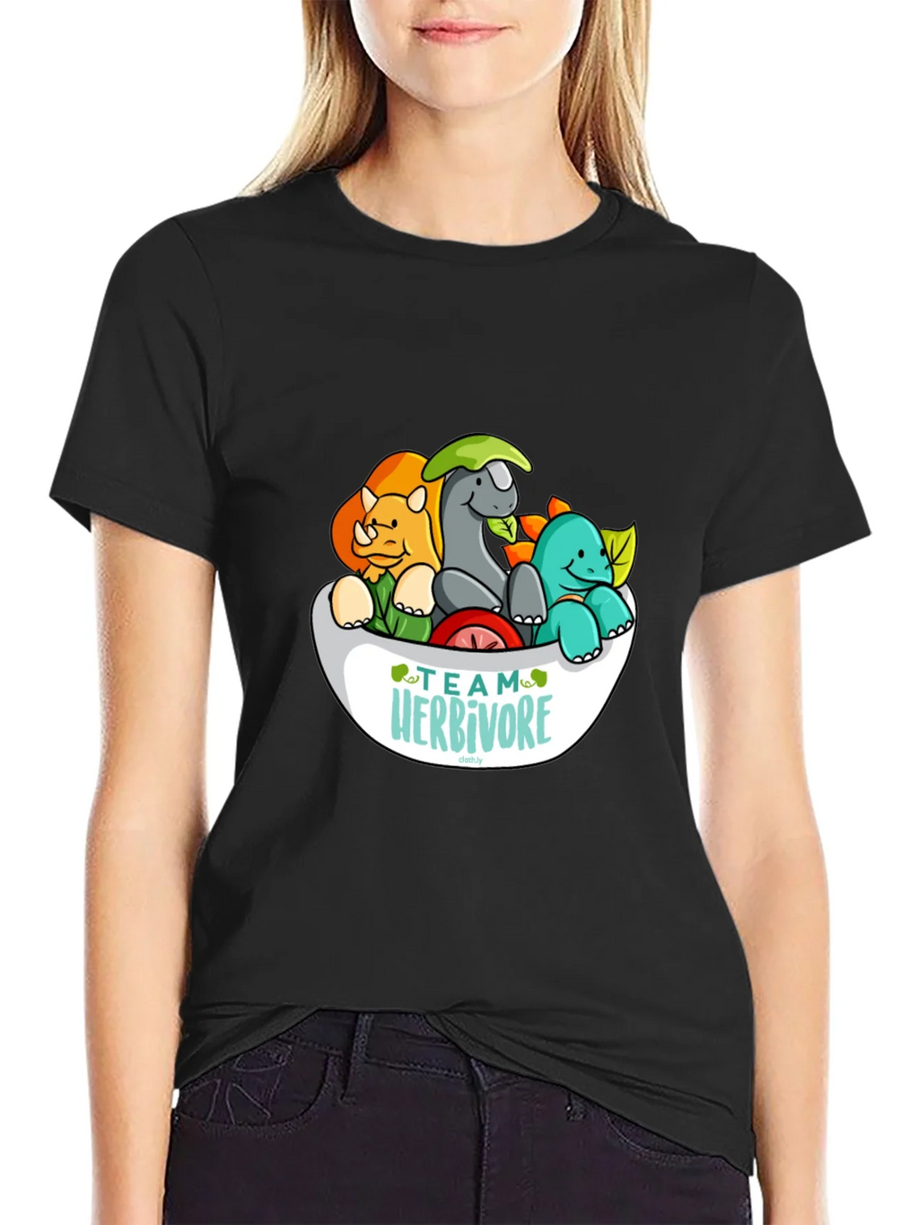 Team Herbivore Cartoon Dinosaur T-Shirt product image 2