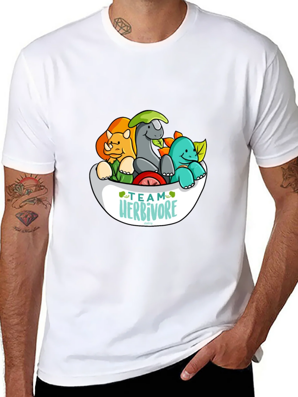 Team Herbivore Cartoon Dinosaur T-Shirt product image 7