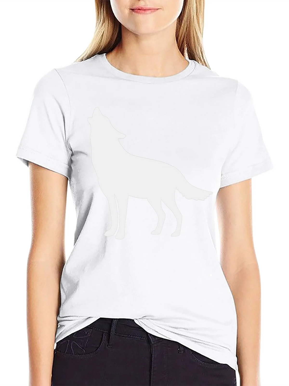 Mens Black T-shirt with Wolf Silhouette product image 8