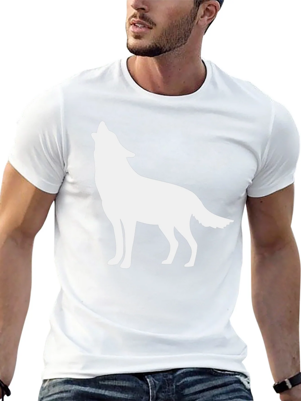 Mens Black T-shirt with Wolf Silhouette product image 12