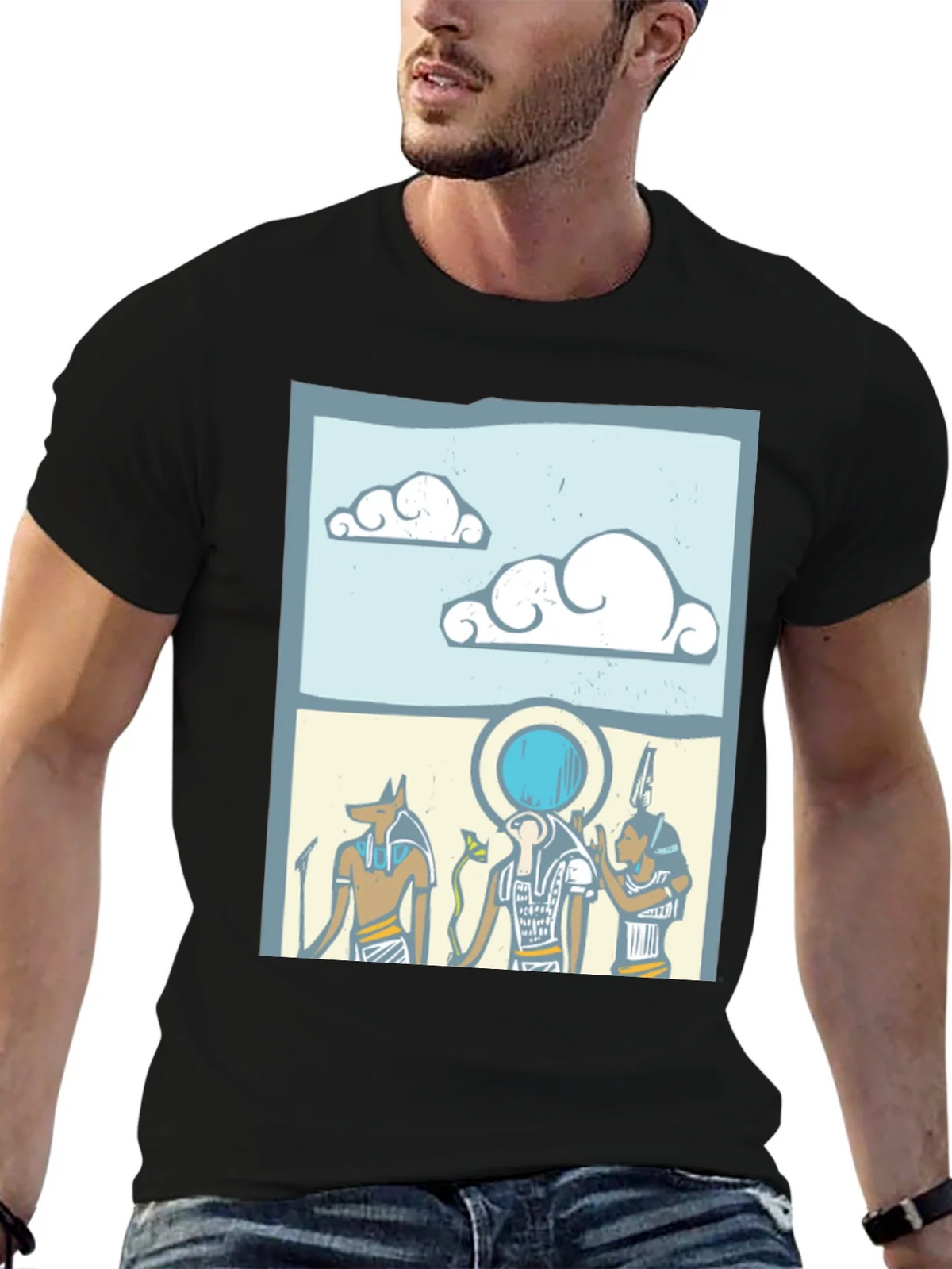 Egyptian Gods Graphic Print Black T-Shirt product image 9