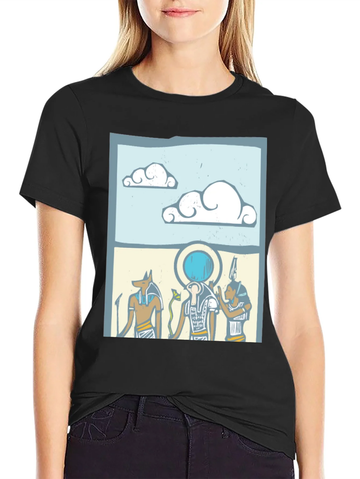 Egyptian Gods Graphic Print Black T-Shirt product image 5