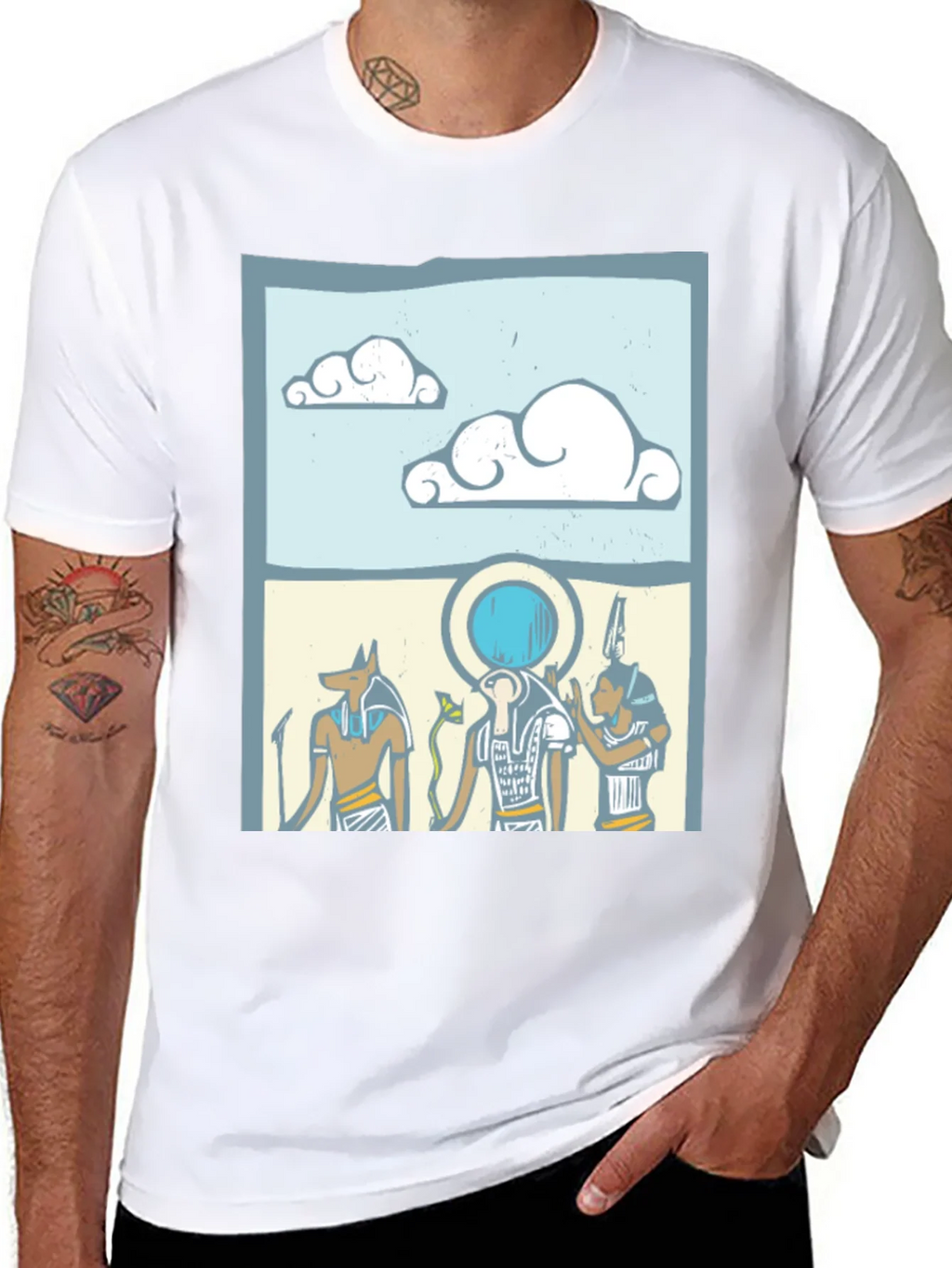 Egyptian Gods Graphic Print Black T-Shirt product image 10
